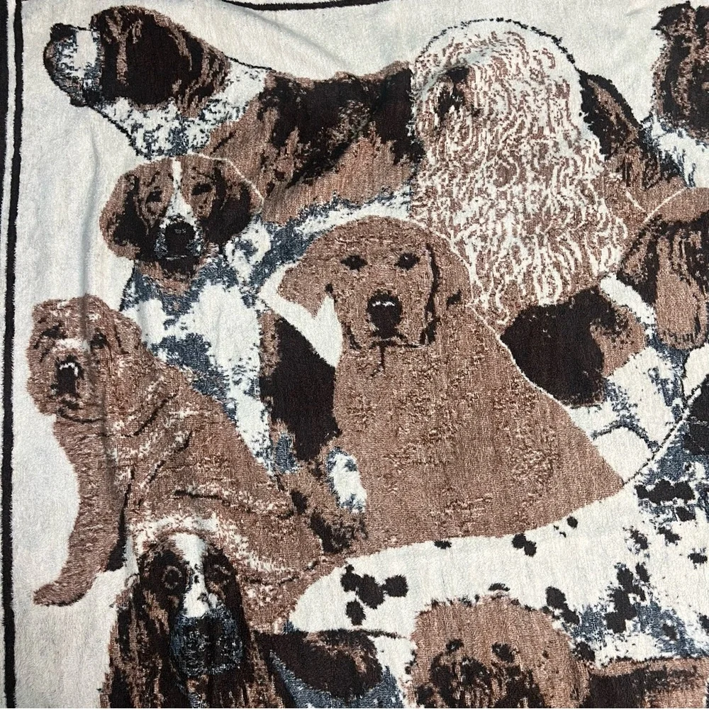 San Marcos Blanket Dog Breeds Large Brown & Tan Reversible Vintage Throw‎